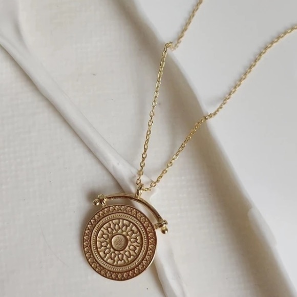 💛18K Gold double round necklace - Picture 4 of 5